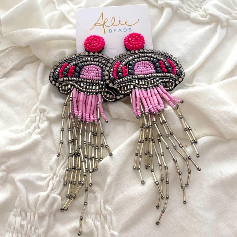 Allie beads designs earrings pink octopus dangle